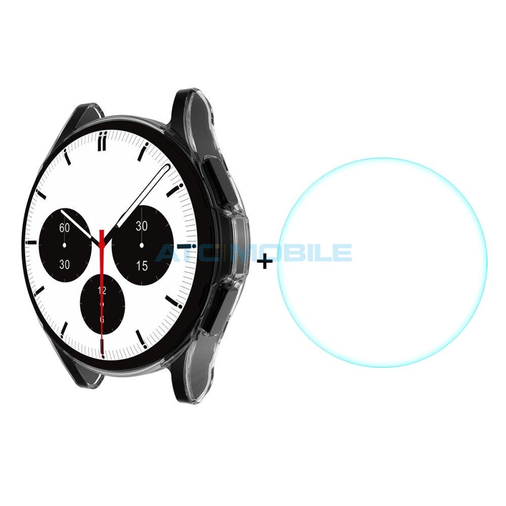 Ochranný kryt ENKAY Samsung Galaxy Watch 4 Classic 46mm plné krytí čirý + ochranné sklo Ochranný kryt ENKAY Samsung Galaxy Watch 4 Classic 46mm plné krytí čirý + ochranné sklo