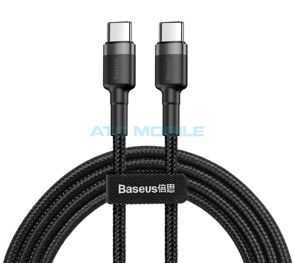 Kabel Baseus Cafule USB-C / USB-C černo-šedý (60W, 2m, PD, QC 3.0) Kabel Baseus Cafule USB-C / USB-C černo-šedý (60W, 2m, PD, QC 3.0)