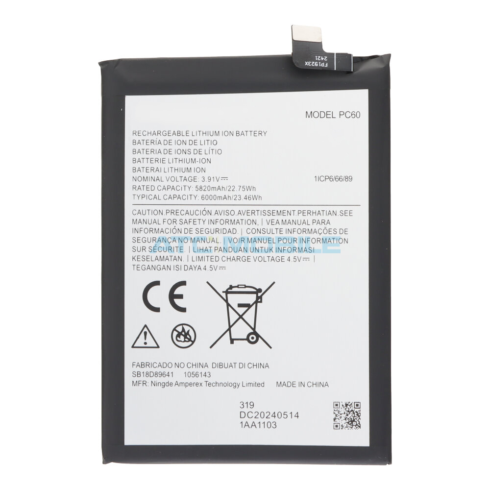 PC60-OEM Displej + dotyk + kryt Motorola Moto G54 5G (XT2343-2), G54 Power 5G (XT2343-6) černý (Service Pack)