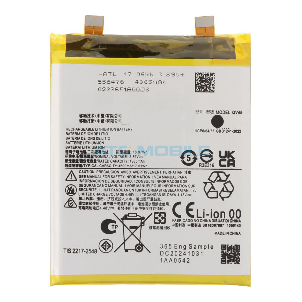 Baterie Motorola QV45 4500 mAh Edge 50 Ultra (XT2401) OEM včetně lepení Baterie Motorola QV45 4500 mAh Edge 50 Ultra (XT2401) OEM včetně lepení