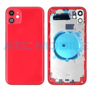 iPhone 11 zadn&iacute; kryt (sklo) s logem,  r&aacute;mem červen&yacute; včetně drž&aacute;ku SIM a tlač&iacute;tek, EU verze (OEM)
