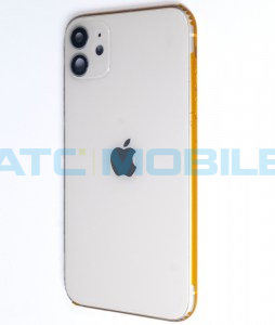 iPhone 11 zadn&iacute; kryt (sklo) s logem, r&aacute;mem b&iacute;l&yacute; včetně drž&aacute;ku SIM a tlač&iacute;tek, EU verze (OEM)