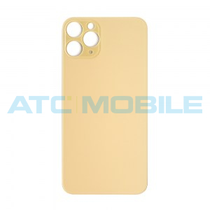 iPhone 11 Pro Max zadn&iacute; kryt (sklo) zlat&yacute; s logem (Premium) - EU, Big Hole 