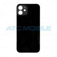 iPhone 12 zadn&iacute; kryt (sklo) čern&yacute; s logem (OEM) - Big Hole