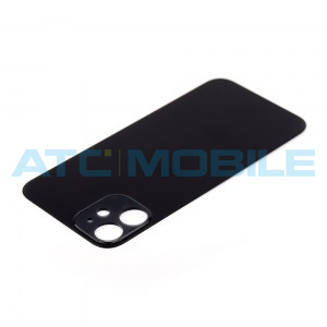 iPhone 12 Mini zadn&iacute; kryt (sklo) čern&yacute; s logem (OEM) - Big Hole