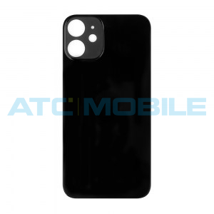 iPhone 12 Mini zadn&iacute; kryt (sklo) čern&yacute; s logem (OEM) - Big Hole