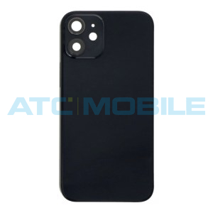 iPhone 12 Mini zadn&iacute; kryt (sklo) s logem, r&aacute;mem čern&yacute; včetně drž&aacute;ku SIM a tlač&iacute;tek (OEM) + magnety