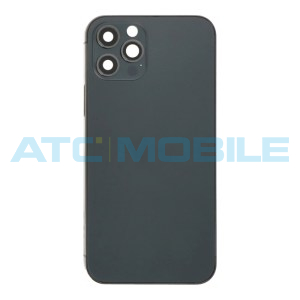 iPhone 12 Pro zadn&iacute; kryt (sklo) s logem,  r&aacute;mem čern&yacute; včetně drž&aacute;ku SIM a tlač&iacute;tek, EU verze (OEM) +