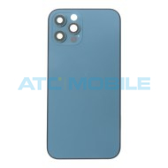 iPhone 12 Pro zadn&iacute; kryt (sklo) s logem, r&aacute;mem modr&yacute; včetně drž&aacute;ku SIM a tlač&iacute;tek, EU verze (OEM) + 