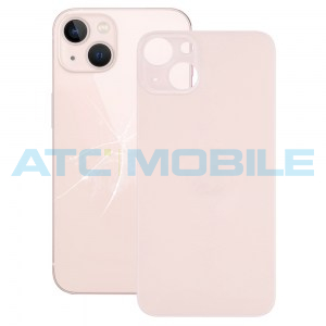 iPhone 13 zadn&iacute; kryt (sklo) růžov&yacute; s logem (OEM) - Big Hole