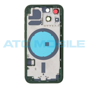 iPhone 13 Mini zadn&iacute; kryt (sklo) s logem, r&aacute;mem zelen&yacute; včetně drž&aacute;ku SIM a tlač&iacute;tek, EU verze (OEM)