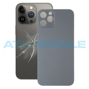 iPhone 13 Pro zadn&iacute; kryt (sklo) čern&yacute; (Graphite) s logem (OEM) - Big Hole