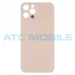 iPhone 13 Pro zadn&iacute; kryt (sklo) zlat&yacute; s logem (OEM) - Big Hole