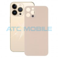 iPhone 13 Pro Max zadn&iacute; kryt (sklo) zlat&yacute; s logem (OEM) - Big Hole