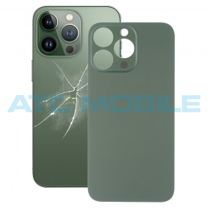 iPhone 13 Pro Max zadn&iacute; kryt (sklo) zelen&yacute; (Alpine Green) s logem (OEM) - Big Hole