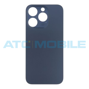 iPhone 15 Pro zadn&iacute; kryt (sklo) modr&yacute; titan s logem (OEM) - Big Hole