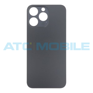 iPhone 15 Pro Max zadn&iacute; kryt (sklo) čern&yacute; titan s logem (OEM) - Big Hole
