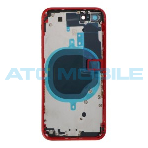 iPhone SE 2020 zadn&iacute; kryt (sklo) s logem, r&aacute;mem červen&yacute; včetně drž&aacute;ku SIM a tlač&iacute;tek, EU verze (OEM)