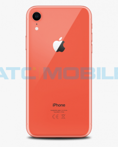 iPhone Xr zadn&iacute; kryt (sklo) kor&aacute;lově červen&yacute; s logem (Premium) - EU, Big Hole