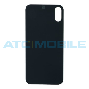 iPhone Xs zadn&iacute; kryt (sklo) čern&yacute; s logem (OEM) - EU, Big Hole