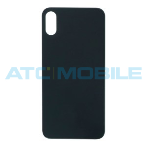 iPhone Xs zadn&iacute; kryt (sklo) čern&yacute; s logem (OEM) - EU, Big Hole