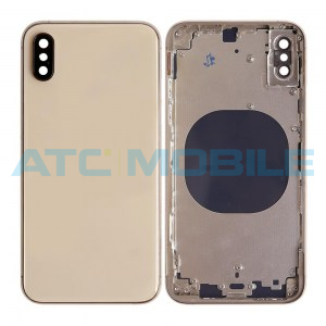 iPhone Xs zadn&iacute; kryt (sklo) s logem, r&aacute;mem zlat&yacute; včetně drž&aacute;ku SIM a tlač&iacute;tek, EU verze
