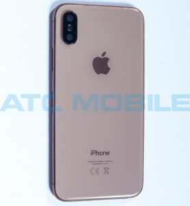 iPhone Xs zadn&iacute; kryt (sklo) s logem, r&aacute;mem zlat&yacute; včetně drž&aacute;ku SIM a tlač&iacute;tek, EU verze