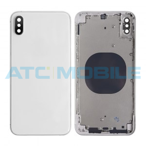 iPhone Xs Max zadn&iacute; kryt (sklo) s logem, r&aacute;mem b&iacute;l&yacute; včetně drž&aacute;ku SIM a tlač&iacute;tek, EU verze
