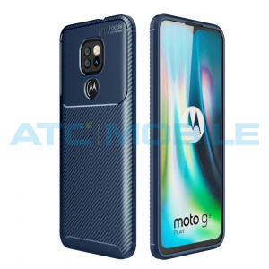 Shockproof Carbon Fiber kryt Motorola Moto G9 Play modr&yacute;