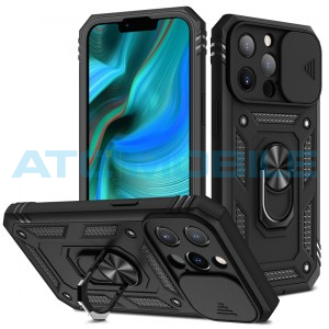 Shockproof Camera Sliding kryt iPhone 13 Pro s uzavřen&iacute;m kamery čern&yacute;