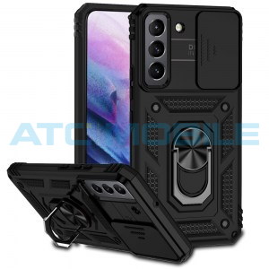Shockproof Camera Sliding kryt Samsung Galaxy S22+ 5G (SM-S906B) s uzavřen&iacute;m kamery čern&yacute;