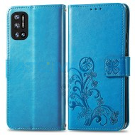 Pouzdro Book Doogee N40 Pro Four-leaf Texture otev&iacute;rac&iacute; modr&eacute;