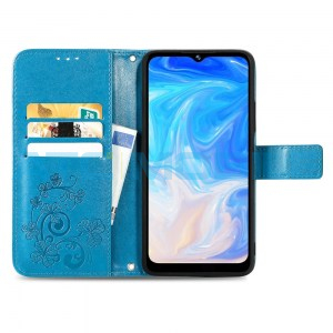 Pouzdro Book Doogee N40 Pro Four-leaf Texture otev&iacute;rac&iacute; modr&eacute;
