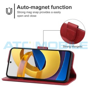 Pouzdro Book Poco M4 Pro 4G otev&iacute;rac&iacute; červen&eacute;