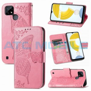 Pouzdro Book Realme C21-Y (RMX3263), C25-Y (RMX3269) Butterfly Flower Texture otev&iacute;rac&iacute; růžov&eacute;