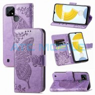 Pouzdro Book Realme C21-Y, C25-Y Butterfly Flower Texture otev&iacute;rac&iacute; světlě fialov&eacute;