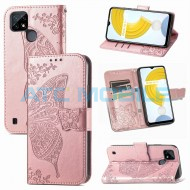 Pouzdro Book Realme C21-Y, C25-Y Butterfly Flower Texture otev&iacute;rac&iacute; Rose Gold