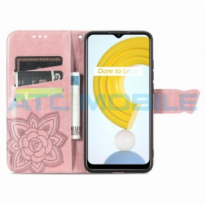 Pouzdro Book Realme C21-Y (RMX3263), C25-Y (RMX3269) Butterfly Flower Texture otev&iacute;rac&iacute; Rose Gold