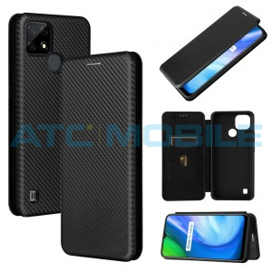 Pouzdro Magnetic Case Realme C21 Carbon Fiber čern&eacute;