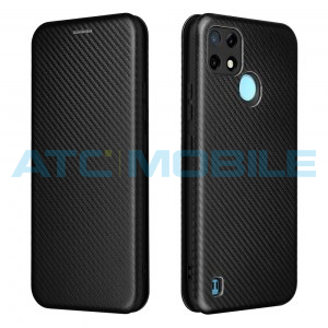 Pouzdro Magnetic Case Realme C21-Y (RMX3263), C25-Y (RMX3269) Carbon Fiber čern&eacute;