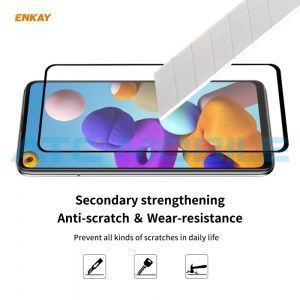 Sklo ENKAY Full-Cover Samsung Galaxy A21s (SM-A217) 2,5D, pln&eacute; kryt&iacute; 