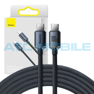 Kabel Baseus Crystal Shine USB-C / USB-C čern&yacute; (100W, 1,2m)