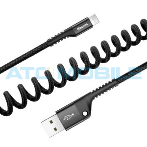 Kabel Baseus pružinov&yacute; USB / Lightning čern&yacute; (2A, 1m)