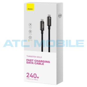 Kabel Baseus Tungsten Gold Fast Charging USB-C / USB-C čern&yacute; (240W, 2m)