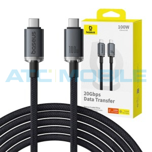 Kabel Baseus Crystal Shine USB-C / USB-C čern&yacute; (100W, 1,5m, 20Gb)