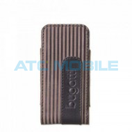 Pouzdro Bugatti TWIN striped, kožen&eacute;, vel. L (12,6 x 7,0 cm) hněd&eacute; s proužkem