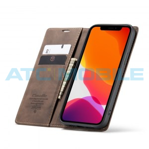 Pouzdro CaseMe Magnetic Book iPhone 12, 12 Pro hněd&eacute;