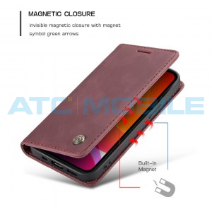 Pouzdro CaseMe Magnetic Book iPhone 12, 12 Pro červen&eacute;