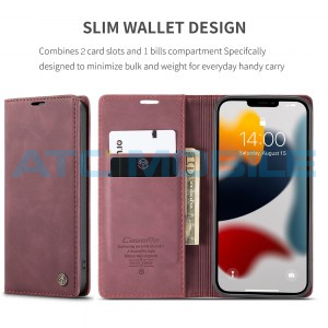 Pouzdro CaseMe Magnetic Book iPhone 13 Pro červen&eacute;