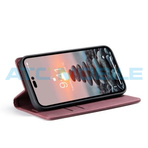 Pouzdro CaseMe Book  iPhone 15 Pro červen&eacute; (Wine Red)